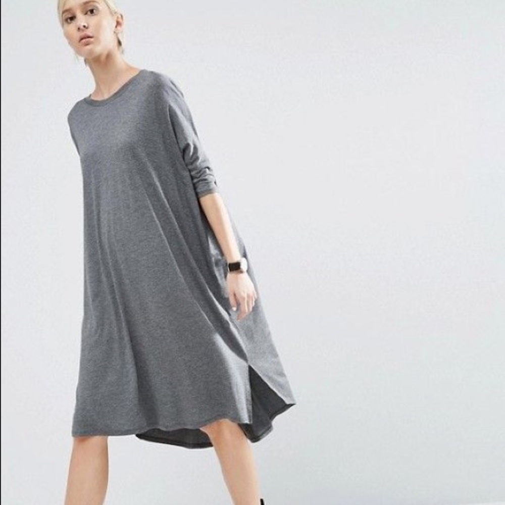 ASOS Oversized T-shirt Dress with curves hem- sz4